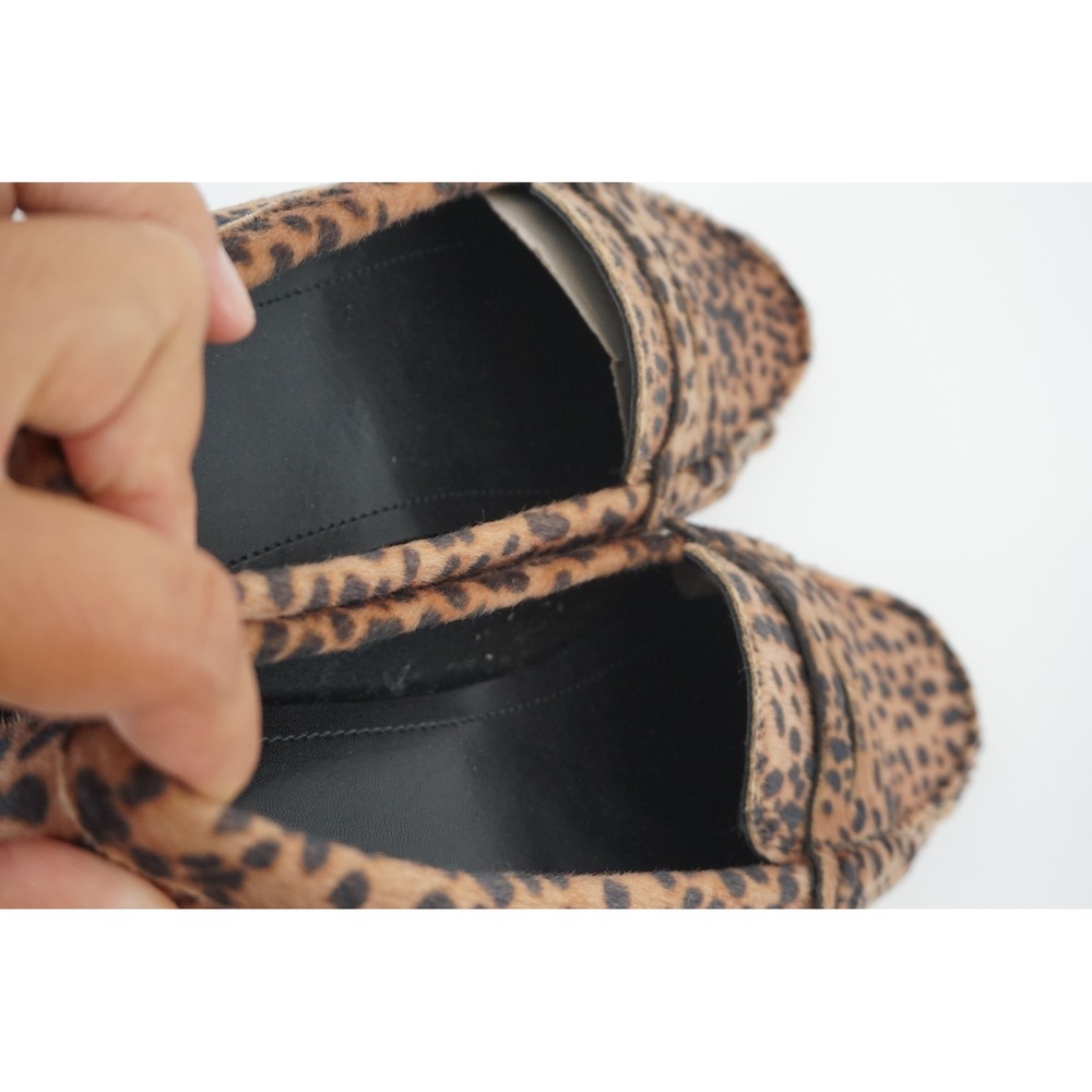 H&M Loafers Faux Pony Hair Leopard Print Driving Mocs Parisian Chic Brown 8 - Picture 5 of 6